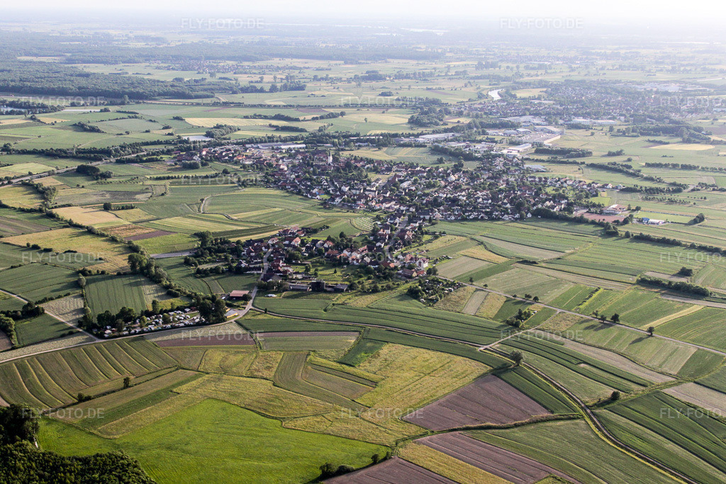 Luftbild: Ortsansicht aus Nordosten im Ortsteil Sand in Willstätt im Bundesland Baden-Württemberg in Deutschland. Foto: IMG_18874.jpg vom 03.06.2009 durch Werner Riehm/FLY-FOTO.de