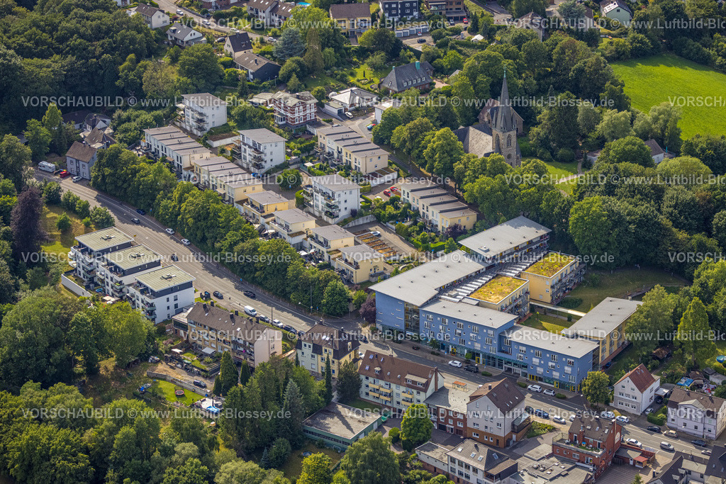 Witten230701515 | Luftbild, Rigeikenhof Betreutes Wohnen, evang. Kirche Bommern, Bommern, Witten, Ruhrgebiet, Nordrhein-Westfalen, Deutschland