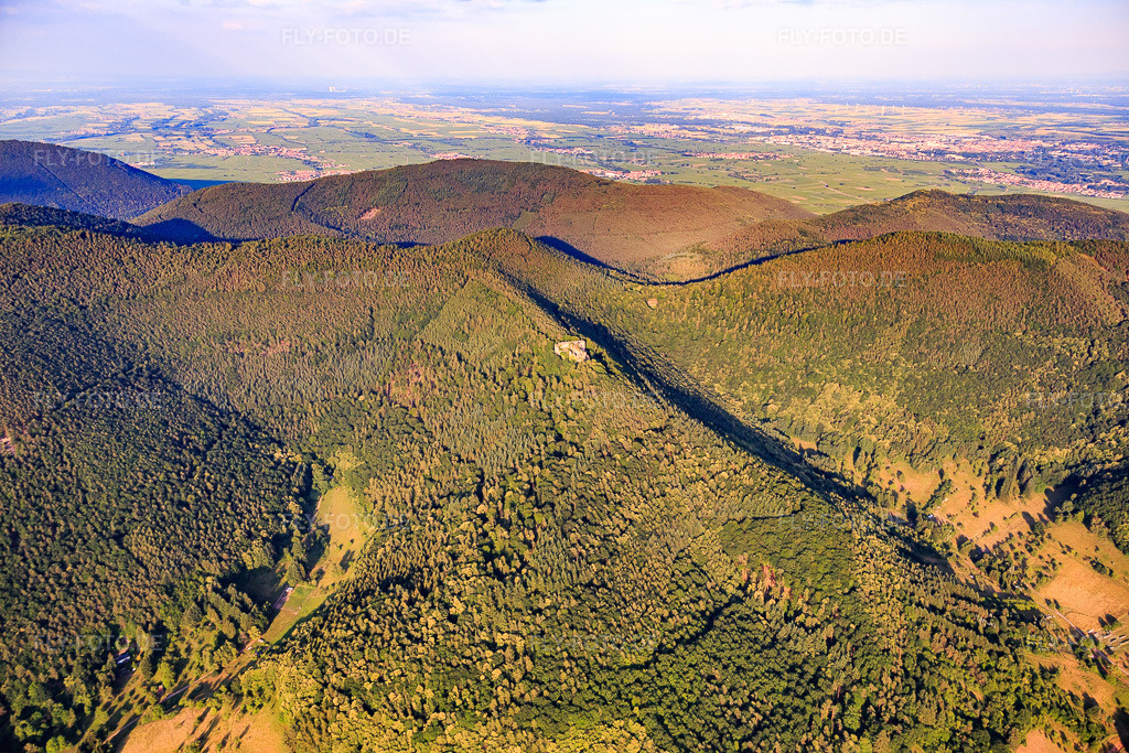 Luftbild: Burgruine Neuscharfeneck über dem Dernbachtal in Flemlingen im Bundesland Rheinland-Pfalz in Deutschland. Foto: IMG_082677.jpg vom 25.06.2015 durch Werner Riehm/FLY-FOTO.deAktuelles