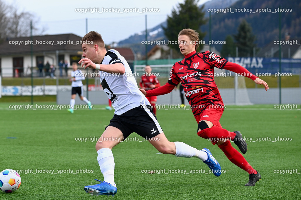 SV Spittal 1921 vs. ATUS Ferlach 24.3.2024 | #7 Ralph Roman Scheer SV Spittal, #4 Julian Hobel ATUS Ferlach, SV Spittal 1921 vs. ATUS Ferlach 24.3.2024, SV Spittal 1921 vs. ATUS Ferlach am 24.03.2024 in Spittal an der Drau (Goldeck Stadion), Austria, (Photo by Bernd Stefan)