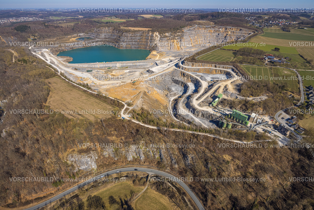 Balve250304023 | Luftbild, Blaue Lagune, Steinbruch Asbeck, Eisborn, Balve, Sauerland, Nordrhein-Westfalen, Deutschland