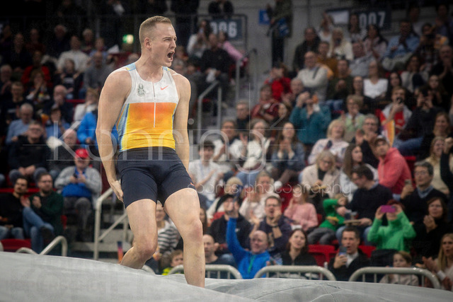 ISTAF Indoor; Duesseldorf, 24.01.2026 | DUESSELDORF, GERMANY - JANUARY 24:  Sam Kendricks (USA) celebrating a good pole vault attempt during the ISTAF Indoor Dusseldorf at PSD Bank Dome on January 24, 2026 in Duesseldorf, Germany. 