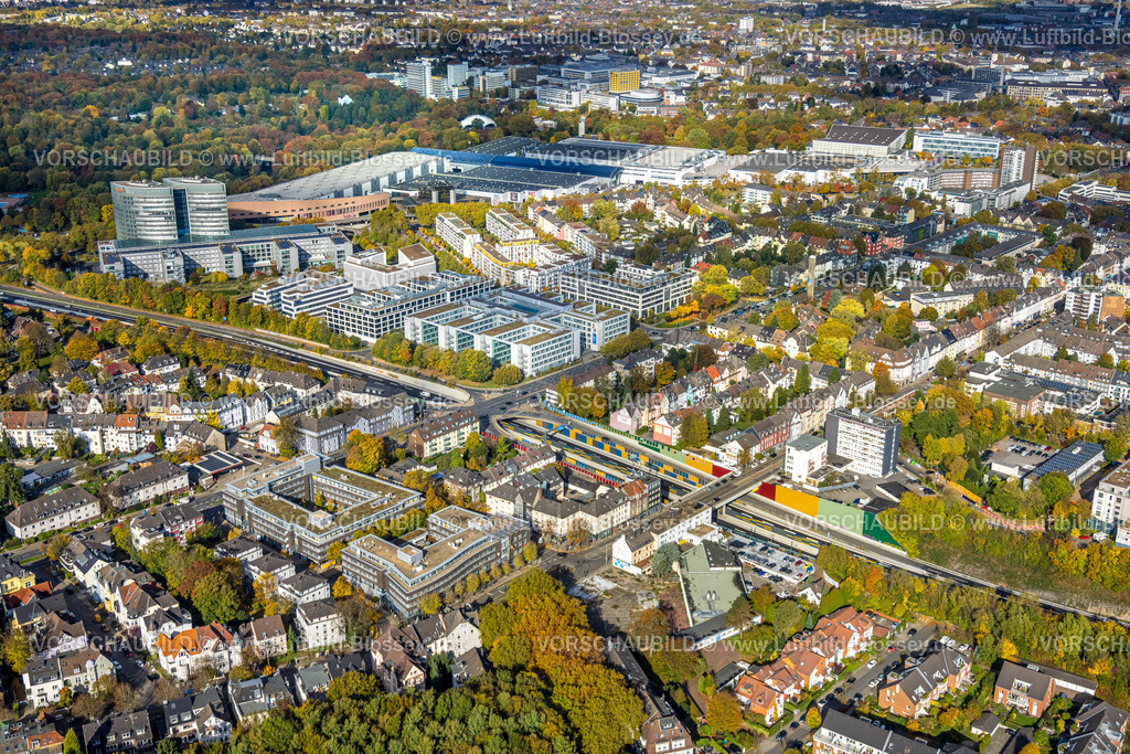Essen251003001Mitte | Luftbild, Messe Essen Gelände, Gesamtübersicht, eon Firmenzentrale, Messeallee, Bredeney, Essen, Ruhrgebiet, Nordrhein-Westfalen, Deutschland