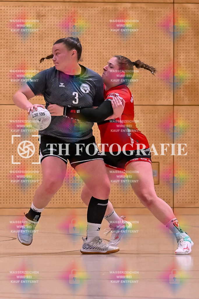GER, SG Maulburg/Steinen - HB Kinzigtal, Handball, Suedbadenliga, 22. Spieltag, Saison 2023/2024, 27.04.2024 | Joyce Gebele (HB Kinzigtal, #03), Laura Traeber (SG Maulburg/Steinen, #11)

GER, SG Maulburg/Steinen - HB Kinzigtal, Handball, Suedbadenliga, 22. Spieltag, Saison 2023/2024, 27.04.2024

Foto: TH Fotografie/Thomas Hess