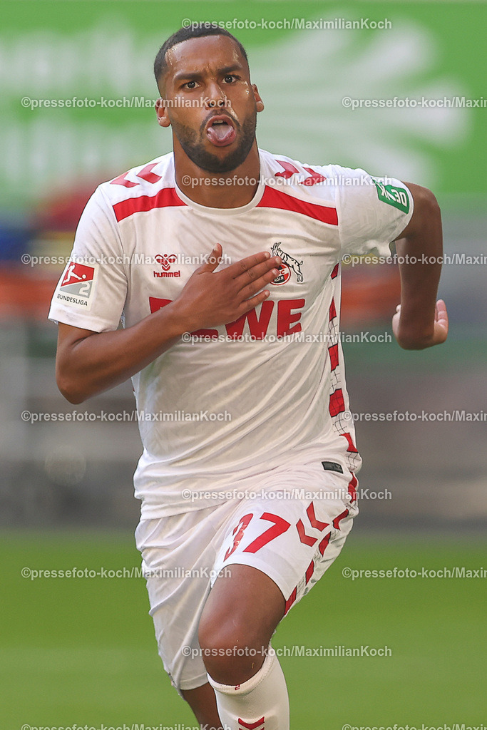 Due21092401031 | 21.09.2024, 2. Fußball Bundesliga, Fortuna Düsseldorf - 1. FC Köln, Merkur Spiel-Arena, Saison 2024 2025: Torjubel nach dem 2:1 durch Linton Maina (1.FC Köln #37)DFB regulations prohibit any use of photographs as image sequences and or quasi-video.