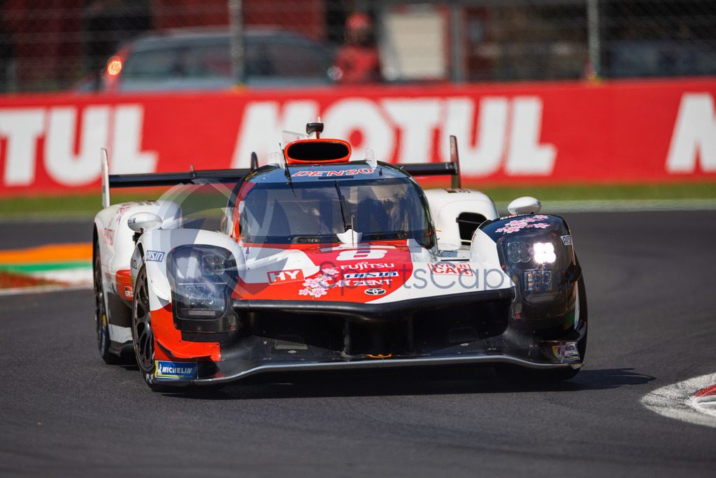 Trainproduction-20230708-0086 | MONZA,ITALY,08.Jul.23 - MOTORSPORTS - WEC, FIA World Endurance Championships, 6h of Monza, Autodromo Monza. Image shows Sebastien Buemi (SUI), Brendon Hartley (NZL) and Ryo Hirakawa (JPN/ Toyota Gazoo Racing). Photo: Trainproduction / Matthias Trinkl