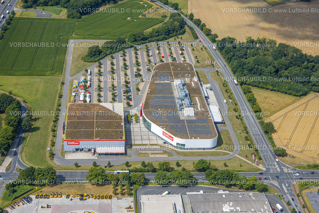 Hamm250701957Rhynern | Luftbild, Möbel Höffner Einrichtungshaus und Parkplatz und Parkplatz, Stadtbezirk Rhynern, Hamm, Ruhrgebiet, Nordrhein-Westfalen, Deutschland