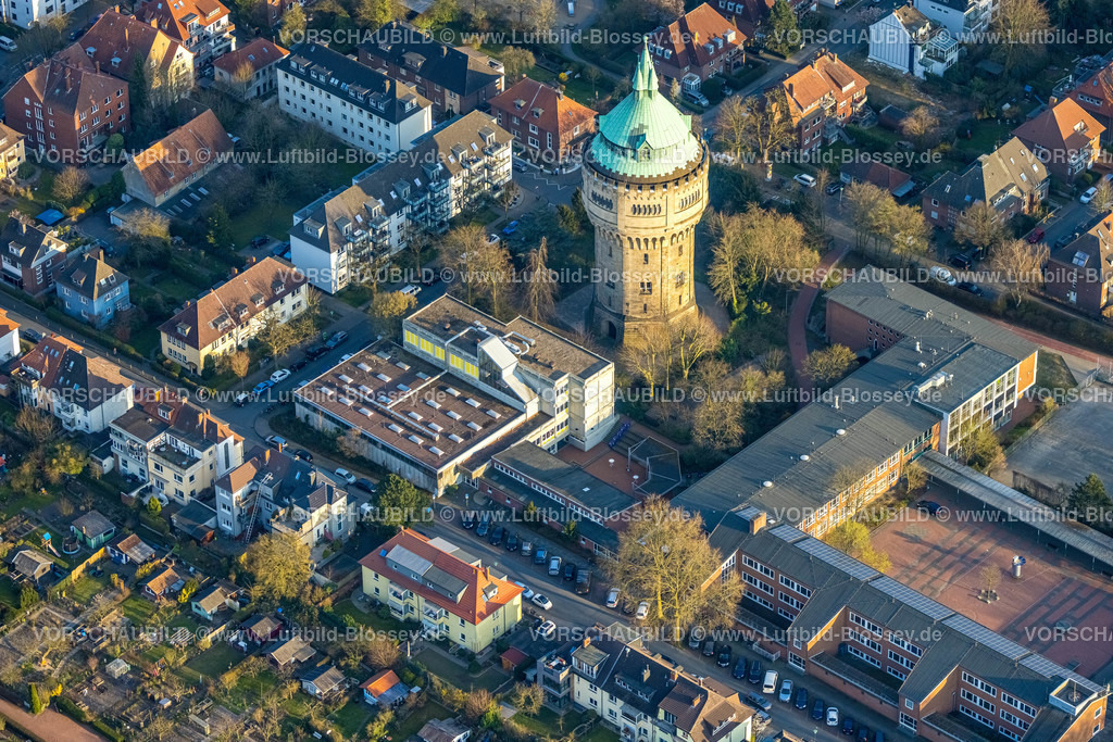 Muenster220304259 | Luftbild, Wasserturm Münster-Geistviertel, Münster, Münsterland, Nordrhein-Westfalen, Deutschland