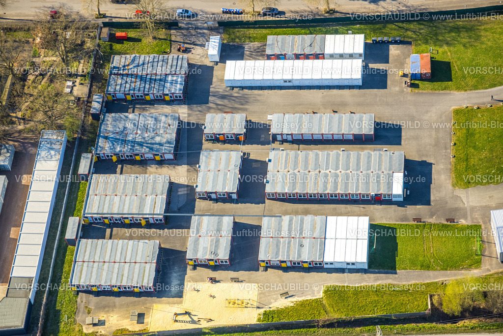 Selm250404772 | Luftbild, Unterbringungseinrichtung Flüchtlingsunterkünfte Containerdorf Industriestraße, Selm, Münsterland, Nordrhein-Westfalen, Deutschland