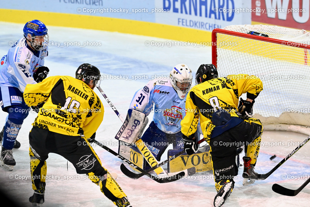 ESC Steindorf vs. EC Spittal Hornets 3.12.2022 | #69 Kreuzer Philipp, #16 Nageler Daniel, #31 Steiner Paul, #8 Komar Luca