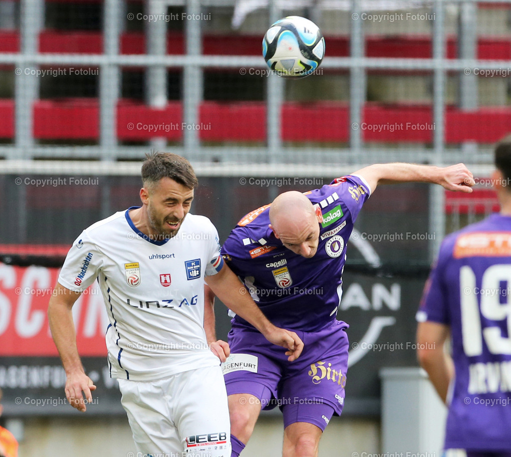 A_LUI_25022024_13 | SPORT,FUSSBALL, ADMIRAL BUNDESLIGA AUSTRIA KLAGENFURT - BLAU WEISS LINZ 25.02.2024 IM BILD :NICOLAS WIMMER  (KLAGENFURT) UND FABIO STRAUSS  (BLAUWEISSLINZ) FOTO:FOTOLUIMW