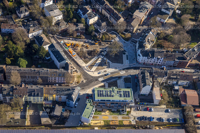 Witten240102948 | Luftbild, Karl-Marx-Platz Baustelle und Mehrgenerationenhaus im Wohngebiet an der Breite Straße, Witten, Ruhrgebiet, Nordrhein-Westfalen, Deutschland
