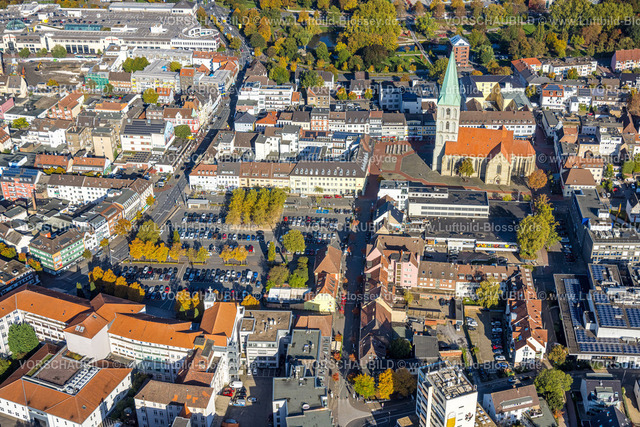 Hamm241007056 | Luftbild, St. Marien-Hospital Allgemeinkrankenhaus und Parkplatz Santa-Monica-Platz, evang. Pauluskirche, Mitte, Hamm, Ruhrgebiet, Nordrhein-Westfalen, Deutschland