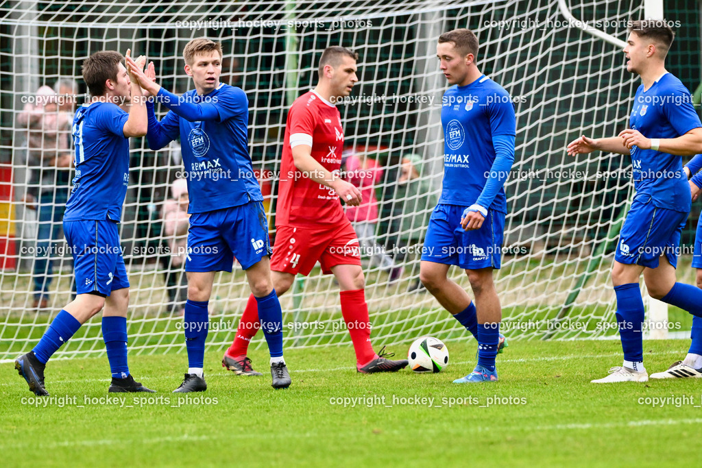 SV Rothenthurn vs. Union Matrei | Jubel Union Matrei Mannschaft, #11 Philipp Wibmer Matrei, #22 Thomas Riepler Matrei, #28 Michael Berger Matrei, #4 Dragan Erdeljan SV Rothenthurn, SV Rothenthurn vs. Union Matrei, SV Rothenthurn vs. Union Matrei am 09.11.2024 in Rothenthurn (Sportplatz Rothenthurn), Austria, (Photo by Bernd Stefan)