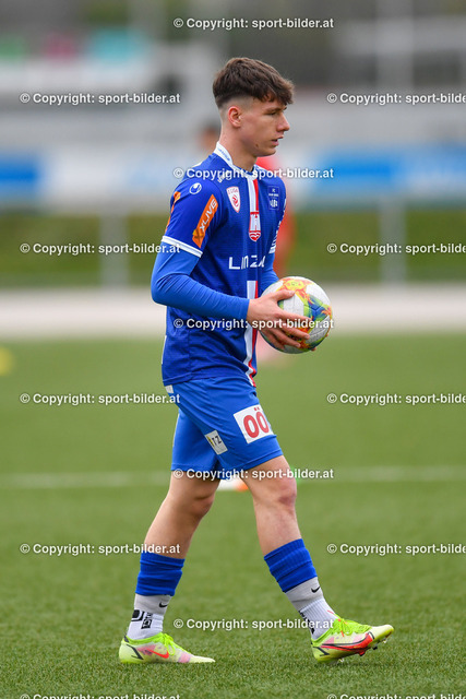 AUT, U18, FC Wels vs FC Blau Weiss Linz | 27.04.2022, Huber Arena Wels, AUT, U18, FC Wels vs FC Blau Weiss Linz, im Bild Milan Szegletes (Blau Weiss Linz) 


// U18 Liga Match between FC Wels vs FC Blau Weiss Linz in Wels, Austria on 2022/04/27
