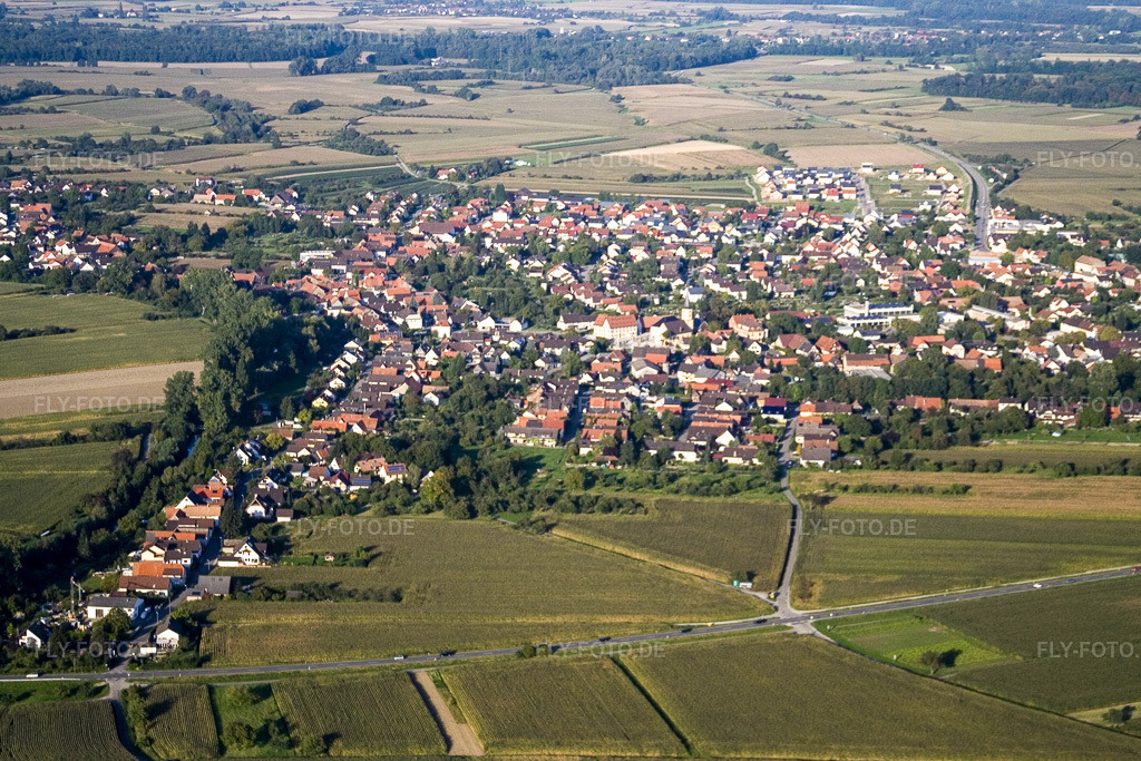 Luftbild: Ortsansicht von Südwesten im Ortsteil Freistett in Rheinau im Bundesland Baden-Württemberg in Deutschland. Foto: IMG_8153.jpg vom 15.09.2007 durch Werner Riehm/FLY-FOTO.de