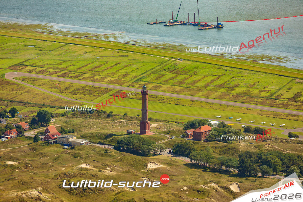 Leuchtturm Norderney Bild- Das Luftbild wurde 2025 vom UL-Flugzeug heraus erstellt ( keine Drohne bzw. Drohnenaufnahme ) - Hochauflösende Luftaufnahme -Nicht vergleichbar mit Google Maps oder Satelittenbilder- Die Geschenkidee !Mit Lizenz und Bildrechte bestellbar - CC