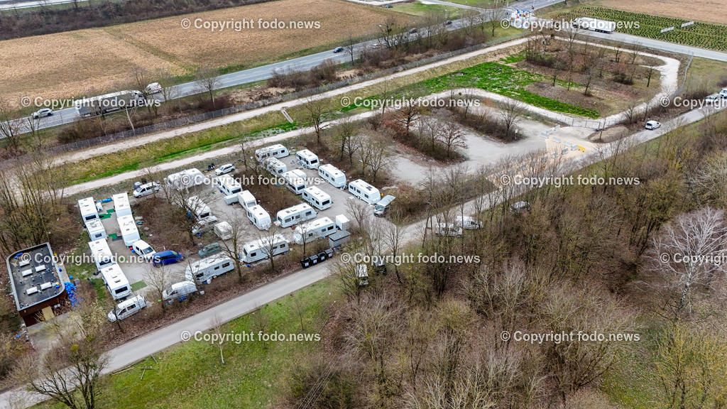 Pichlingersee_ Roma_ Sinti_ Camping_ Linz_ 06.03.2024-12 | 06.03.2024, Pichlingersee, AUT, Roma, Sinti, Camping, Durchreiseplatz, im Bild Campingflaeche, Wohnwagen, Drohne