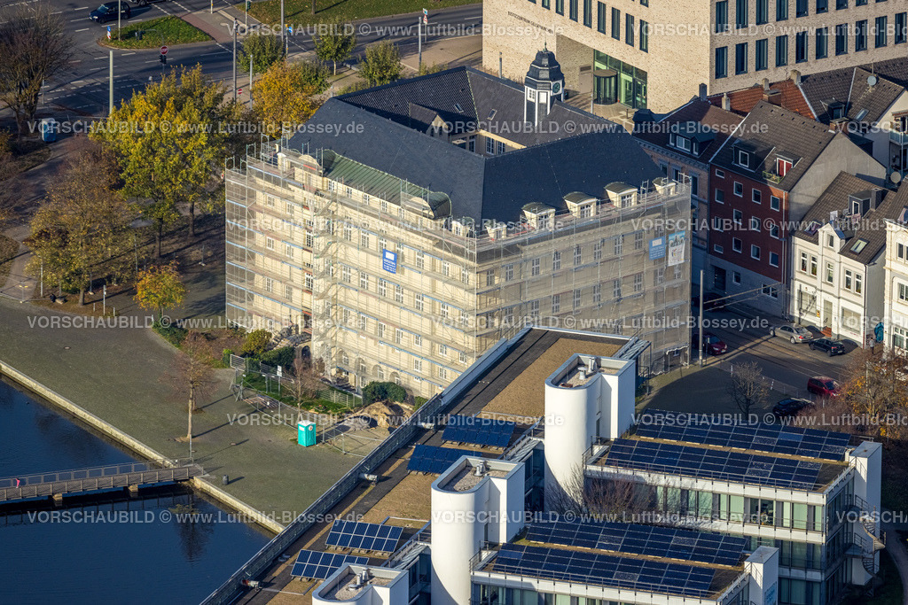 Gelsenkirchen221102066suedlich | Luftbild, Hochschule NRW-Zentrum für Talentförderung, Fassadenrenovierung, Ückendorf, Gelsenkirchen, Ruhrgebiet, Nordrhein-Westfalen, Deutschland