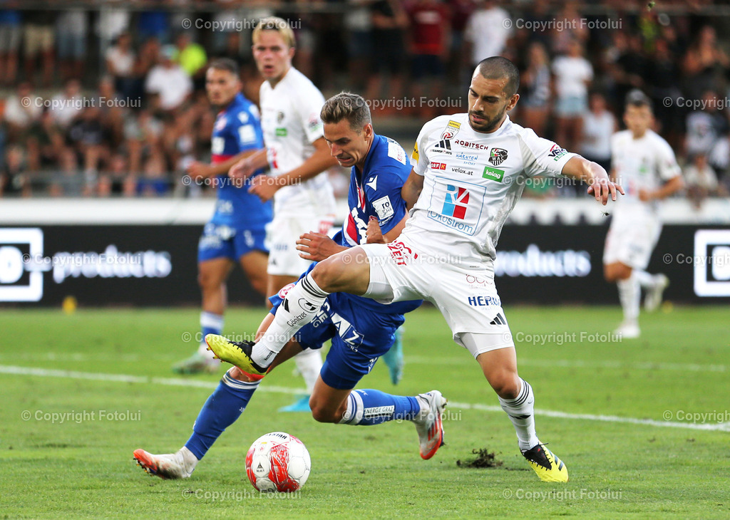 A_LUI_25082024_17 | SPORT FUSSBALL ADMIRAL BUNDESLIGA 25.08.2024 IM BILD: SANDRO ALTUNASHVILI (WAC) UND DENIS DRESSEL (GAK) FOTO:FOTOLUI