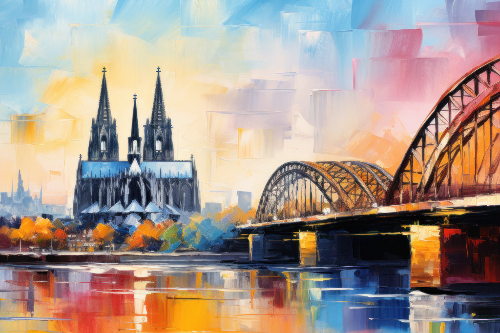 2307245 - Kölner Dom | Bestellen Sie dieses digitale Gemälde der Stadt Köln als hochwertigen Kunstruck auf Leinwand, Acrylglas, Alu-Dibond oder als Poster.