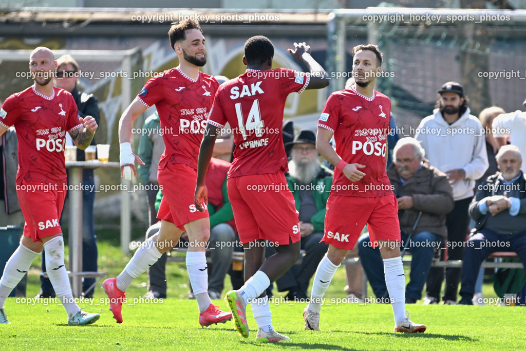 SV Donau Klagenfurt vs. SAK | Jubel SAK, #21 Zan Benedicic SAK, #24 Jovan Koprivica SAK, #14 Andre Le Prince Chedjou Fonkou SAK, #9 Sinan Samardzic SAK, SV Donau Klagenfurt vs. SAK, SV Donau Klagenfurt vs. SAK am 11.04.2026 in Klagenfurt (Sportplat Donau ), Austria, (Photo by Bernd Stefan)