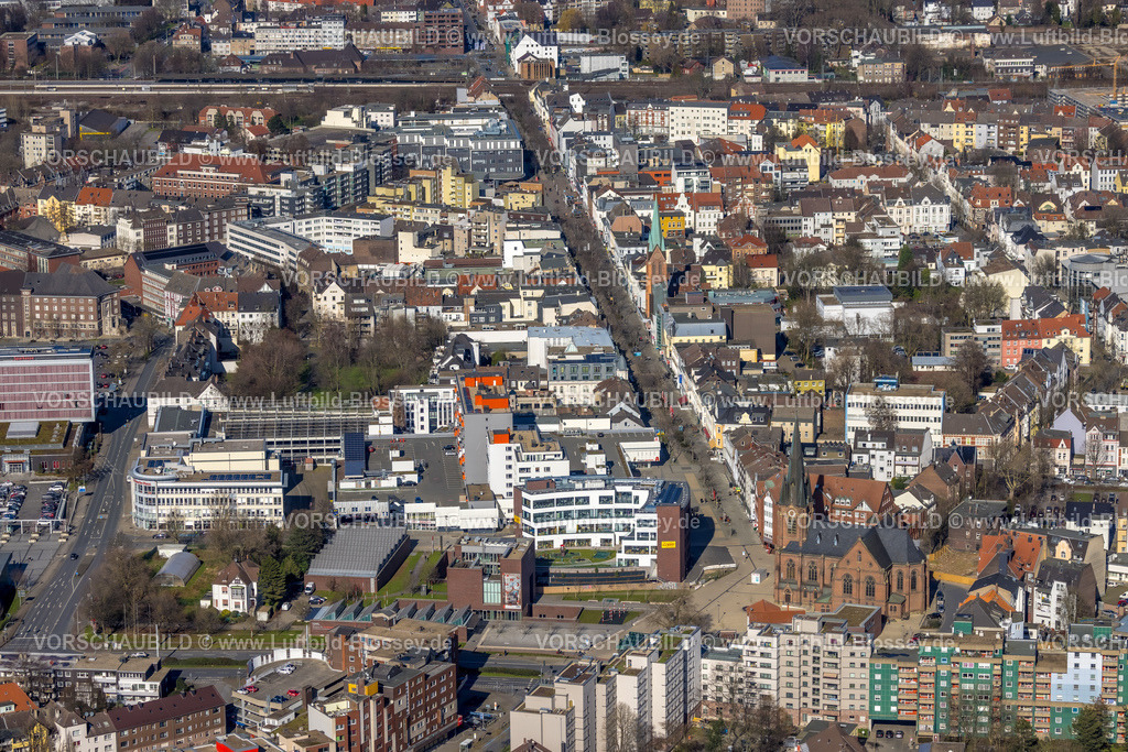 Herne230212121 | Luftbild, Neubau Europagarten und Europaplatz, Kreuzkirche und Bahnhofstraße, Herne-Mitte, Herne, Ruhrgebiet, Nordrhein-Westfalen, Deutschland