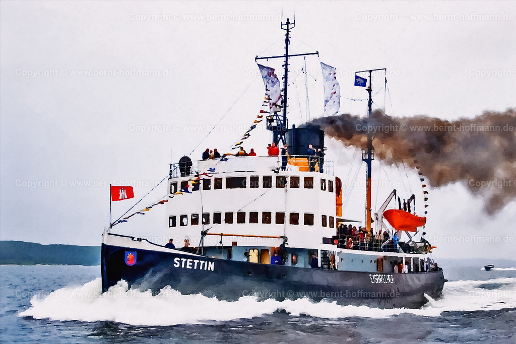 PDM2_6441_STETTIN_120x80 | DIGITALKUNST. Eisbrecher STETTIN. __ Der Hamburger Dampf -Eisbrecher STETTIN auf der Flensburger Förde - unter " Volldampf " während einer unernsten Wettfahrt beim Dampfer- Festival " Flensburger Dampf - Rundum ". __ Seitenverhältnis = 3 zu 2. - Realisiert mit Pictrs.com