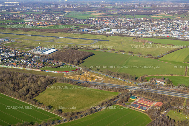 Holzwickede230213526 | Luftbild, Baustelle und Standstreifen-Ausbau der Autobahn B1 / A40 zwischen Anschlussstelle Holzwickede und Kreuz Dortmund/Unna nahe dem Flughafen Dortmund Airport, Holzwickede, Ruhrgebiet, Nordrhein-Westfalen, Deutschland