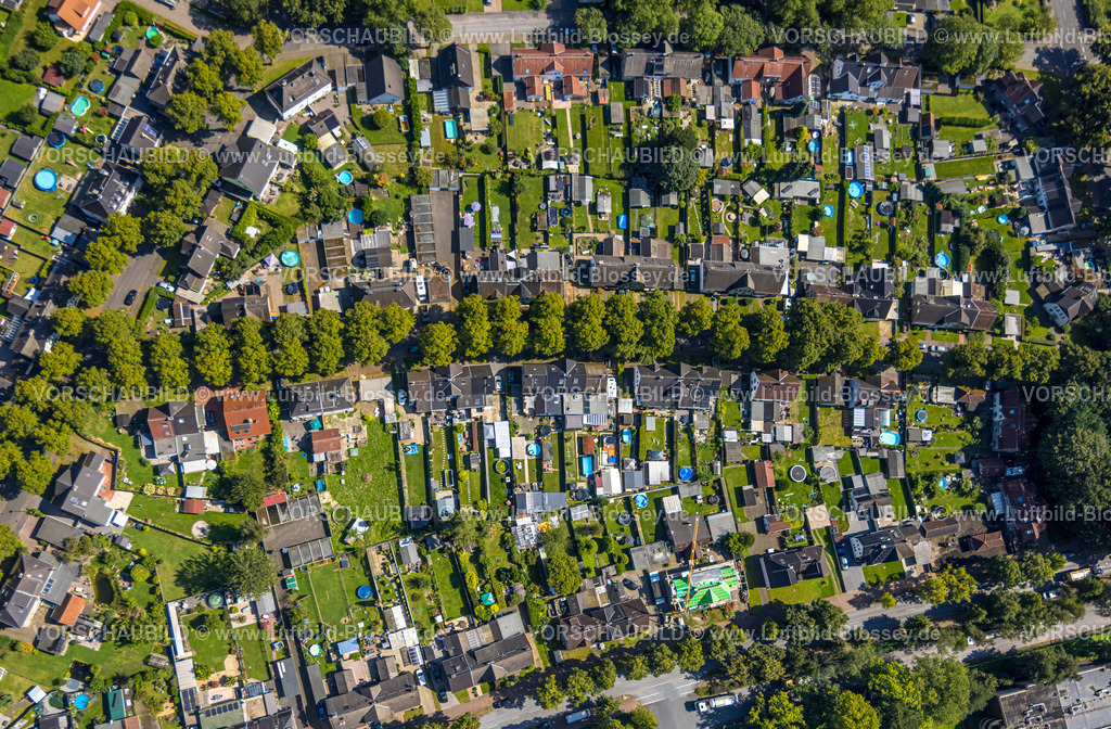 Gladbeck240806380 | Luftbild, Wohngebiet und Wohnsiedlung, Gärten mit Swimmingpool, Zweckel, Gladbeck, Ruhrgebiet, Nordrhein-Westfalen, Deutschland