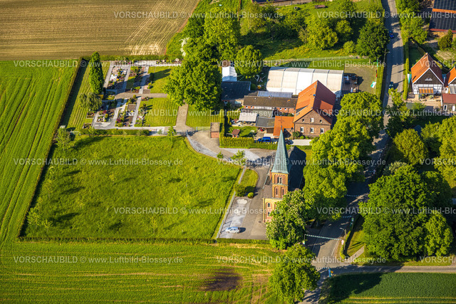 Hamm230506781 | Luftbild, Kath. Kirche St. Joseph, kath. Friedhof Süddinker, St. Hubertus Schützenbruderschaft Süddinker 1826, Stadtbezirk Rhynern, Hamm, Ruhrgebiet, Nordrhein-Westfalen, Deutschland