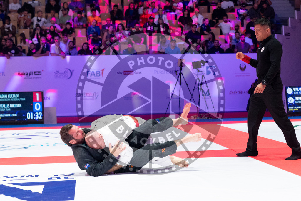 20231106PBB0338 | Fighters compete during the AJP World Master Championship in the Mubadala Arena in Abu Dhabi, Arab United Emirates, on November 6, 2023.