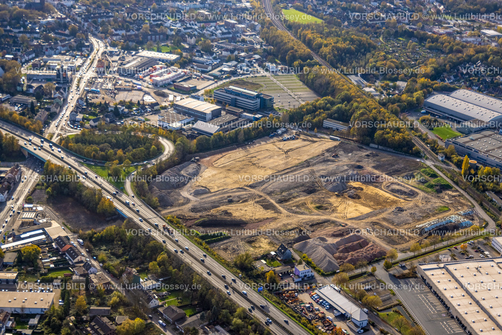 Herne221101166oestlich | Luftbild, Baustelle Gewerbepark HER-BO an der Autobahn A43 Abfahrt Riemke, Herne-Süd, Herne, Ruhrgebiet, Nordrhein-Westfalen, Deutschland