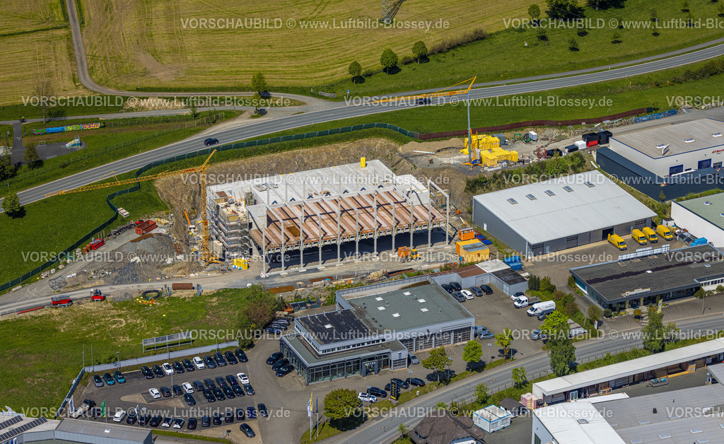 Schmallenberg230506347 | Luftbild, Baustelle mit Neubau im Gewerbegebiet Im Brauke, Schmallenberg, Sauerland, Nordrhein-Westfalen, Deutschland