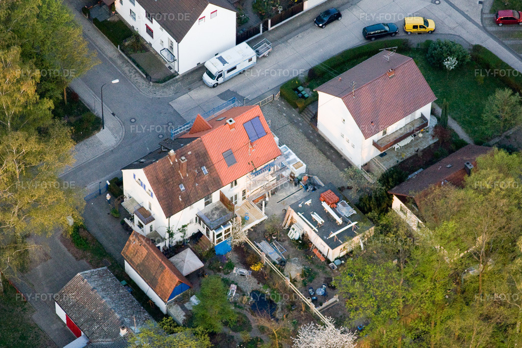 Luftbild: Elsässer Straße x Am Schwanenweier in Kandel im Bundesland Rheinland-Pfalz in Deutschland. Foto: IMG_17646.jpg vom 10.04.2009 durch Werner Riehm/FLY-FOTO.de