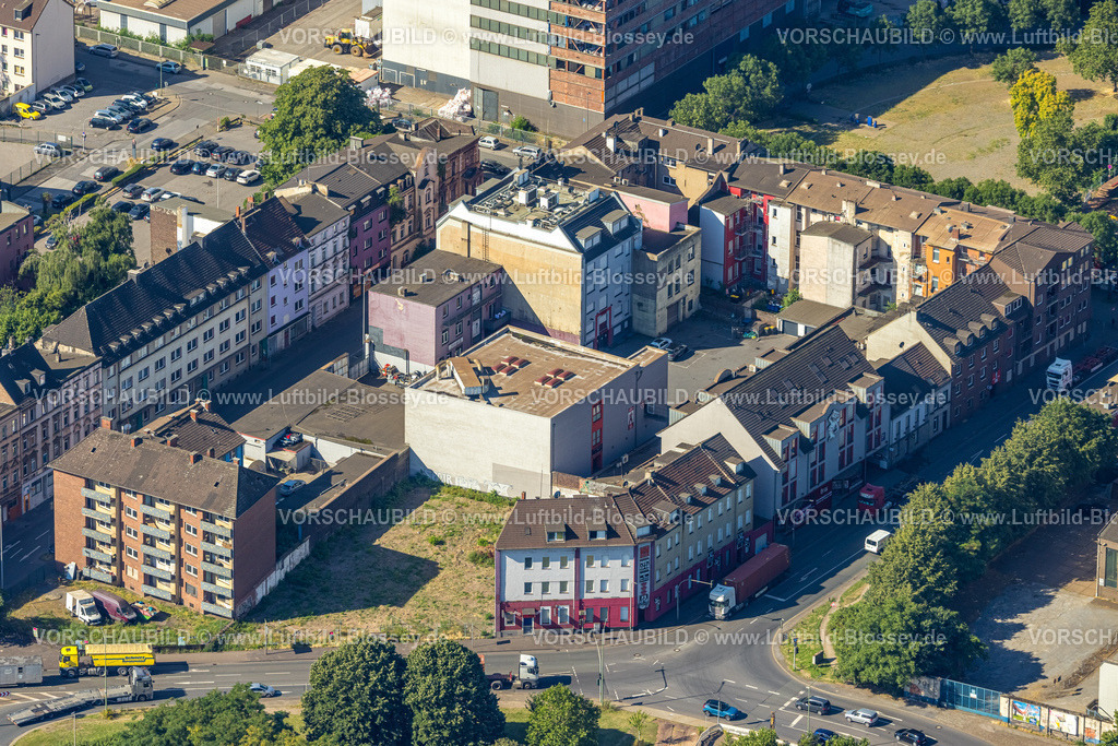 Duisburg230706161 | Luftbild, Rotlichtviertel Vulkanstraße und Charlottenstraße, Altstadt, Duisburg, Ruhrgebiet, Nordrhein-Westfalen, Deutschland