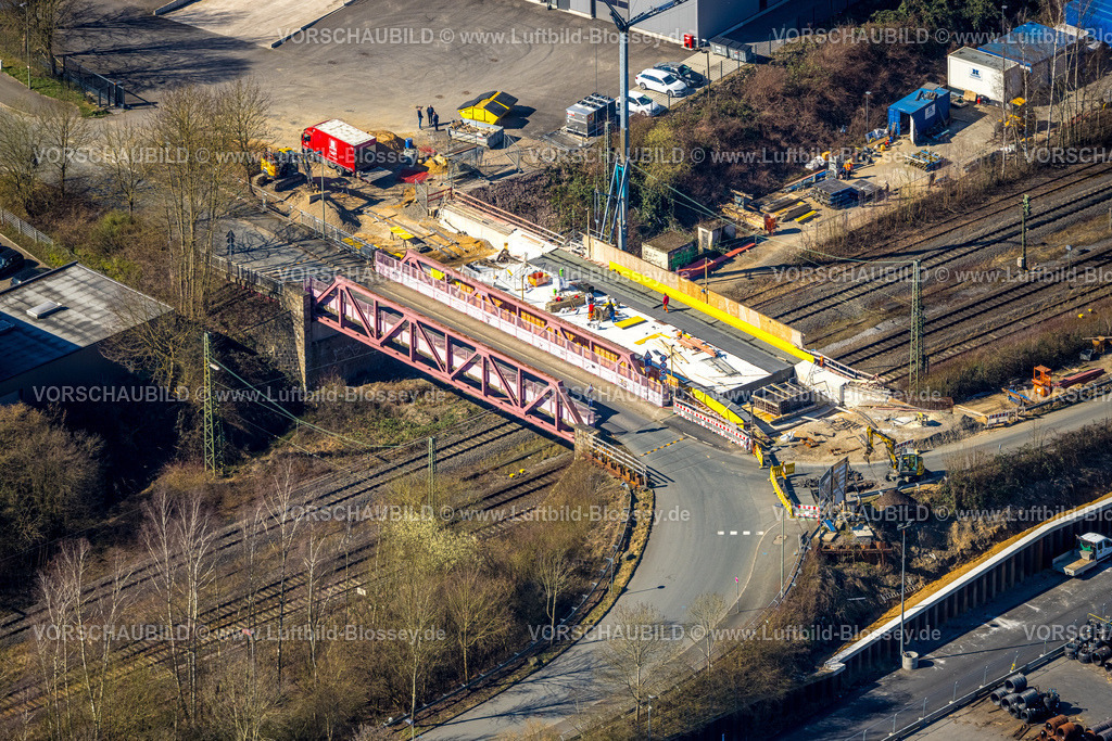 Wetter250303619 | Luftbild, Baustelle und Neubau Brücke Auf der Bleiche über Eisenbahnlinie, Wengern, Wetter, Ruhrgebiet, Nordrhein-Westfalen, Deutschland