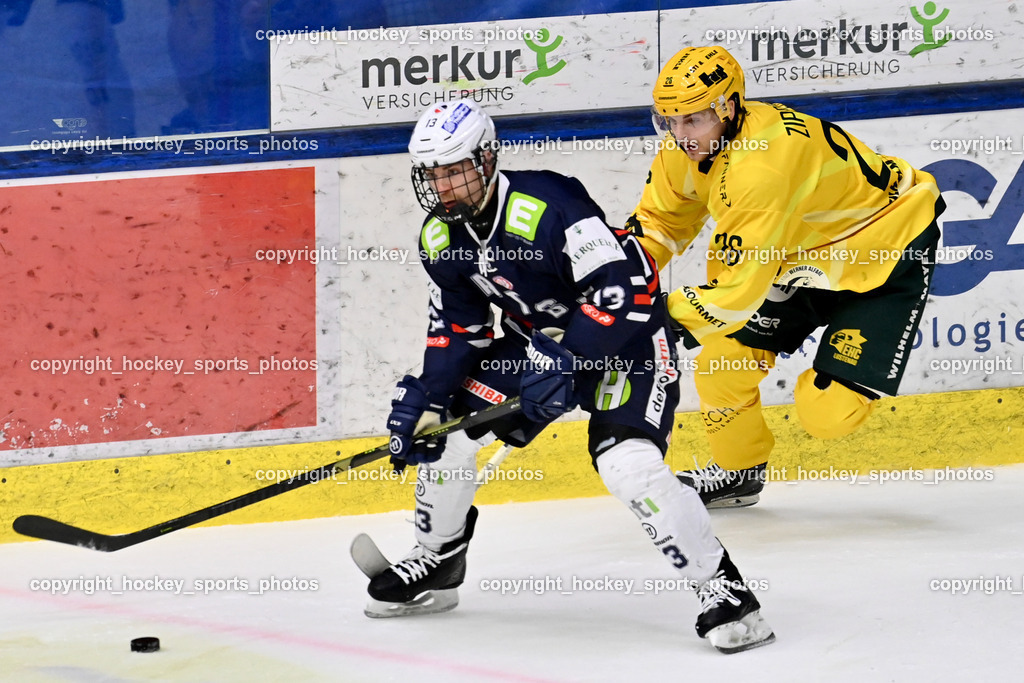 ATSE Graz vs. EHC Lustenau | #13 Rodiga Luca ATSE Graz, #26 Zipperle Felix EHC Lustenau, ATSE Graz vs. EHC Lustenau, ATSE Graz vs. EHC Lustenau am 14.02.2026 in Graz (Merkur Eishalle ), Austria, (Photo by Bernd Stefan)