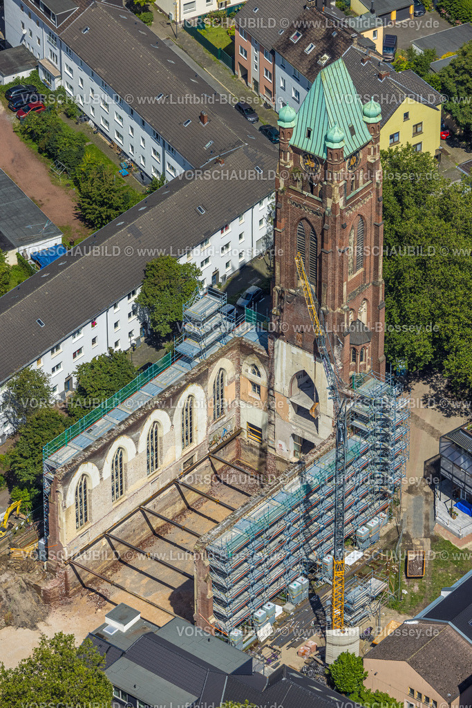 Bochum230802335 | Luftbild, Antonius Quartier Bochum Wohnprojekt, ehemalige Sankt Antonius Kirche, Kruppwerke, Bochum, Ruhrgebiet, Nordrhein-Westfalen, Deutschland