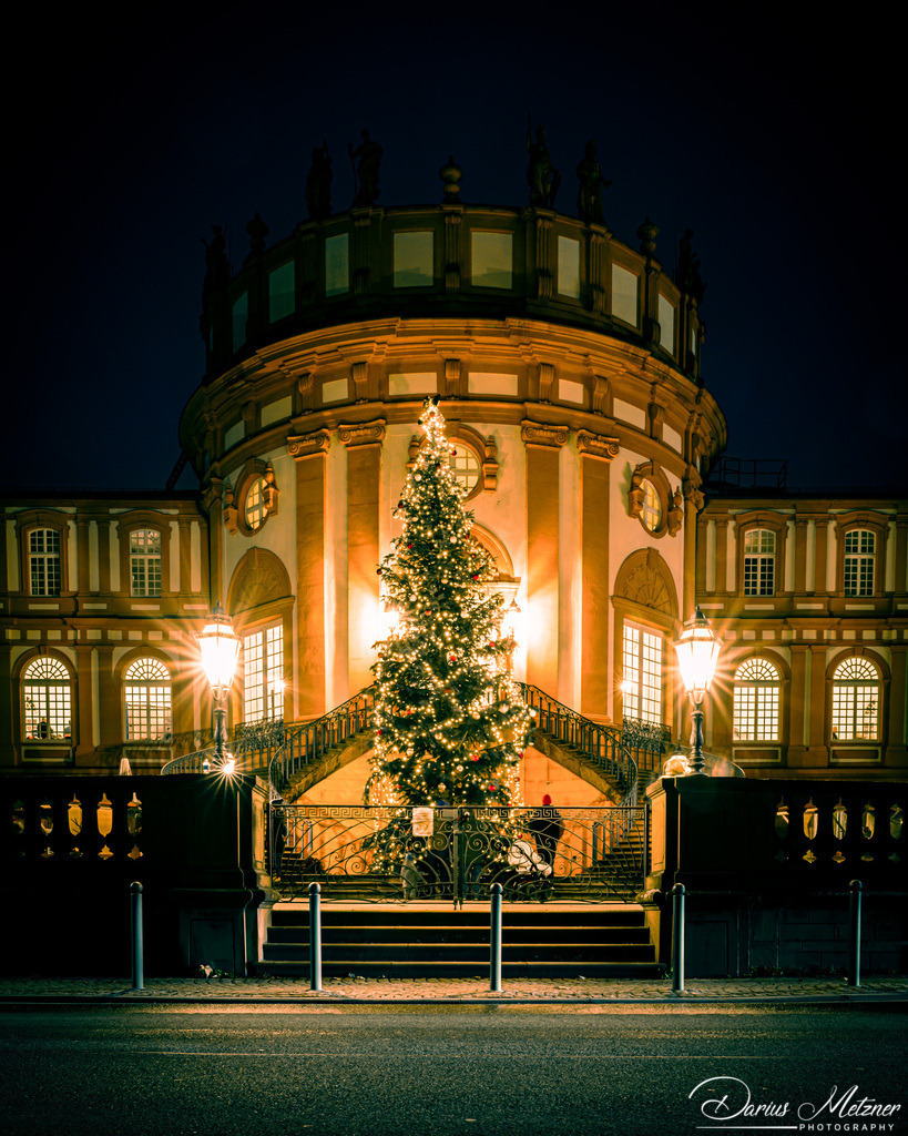 Das Schloss Biebrich in Wiesbaden mit Weihnachtsbaum | Das Schloss Biebrich in Wiesbaden mit Weihnachtsbaum