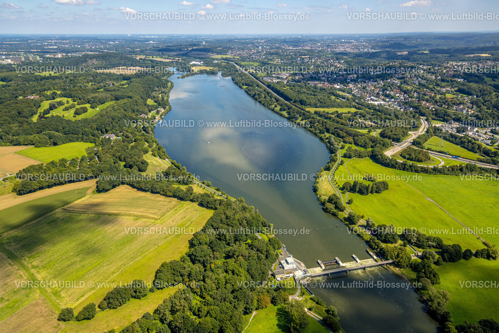 Bochum230801891 | Luftbild, Kemnader See und Wehr, Stiepel, Bochum, Ruhrgebiet, Nordrhein-Westfalen, Deutschland