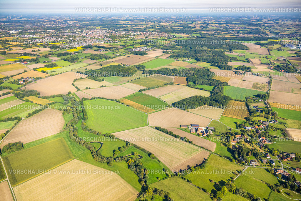 Hamm250900743 | Luftbild, Wiesen und Felder, Vöckinghausen, Blick nach Hamm, Stadtbezirk Rhynern, Hamm, Ruhrgebiet, Nordrhein-Westfalen, Deutschland