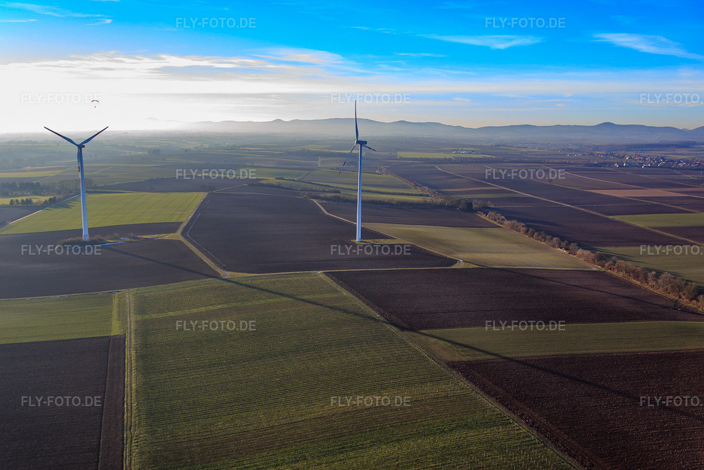 Luftbild: Minfelder Windpark in Minfeld im Bundesland Rheinland-Pfalz in Deutschland. Foto: IMG_076548.jpg vom 05.01.2015 durch Werner Riehm/FLY-FOTO.de