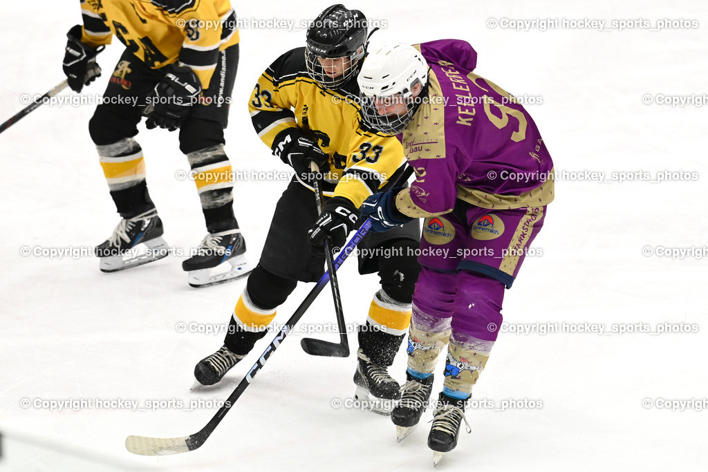 EC Kellerberg vs. EC Arnoldstein | #33 Spitaler Martin EC Arnoldstein, #92 Klemenz Florian EC Kellerberg, EC Kellerberg vs. EC Arnoldstein, EC Kellerberg vs. EC Arnoldstein am 03.02.2025 in Villach (Stadthalle Villach), Austria, (Photo by Bernd Stefan)