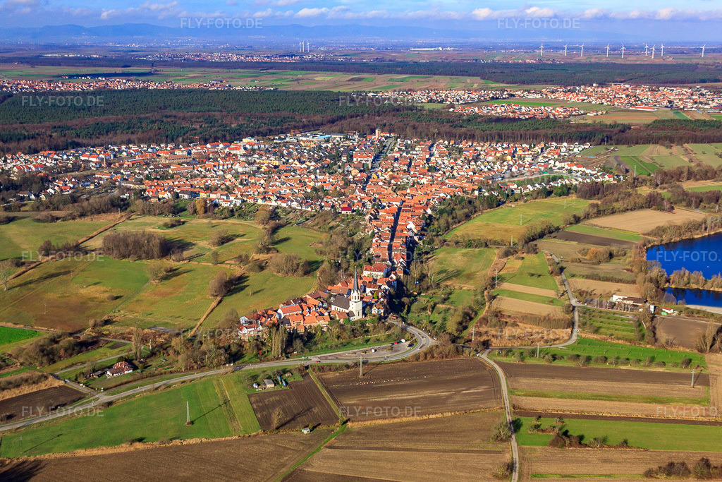 Luftbild: Hinterstädtel von Süden in Jockgrim im Bundesland Rheinland-Pfalz in Deutschland. Foto: IMG_23308.jpg vom 02.12.2009 durch Werner Riehm/FLY-FOTO.de