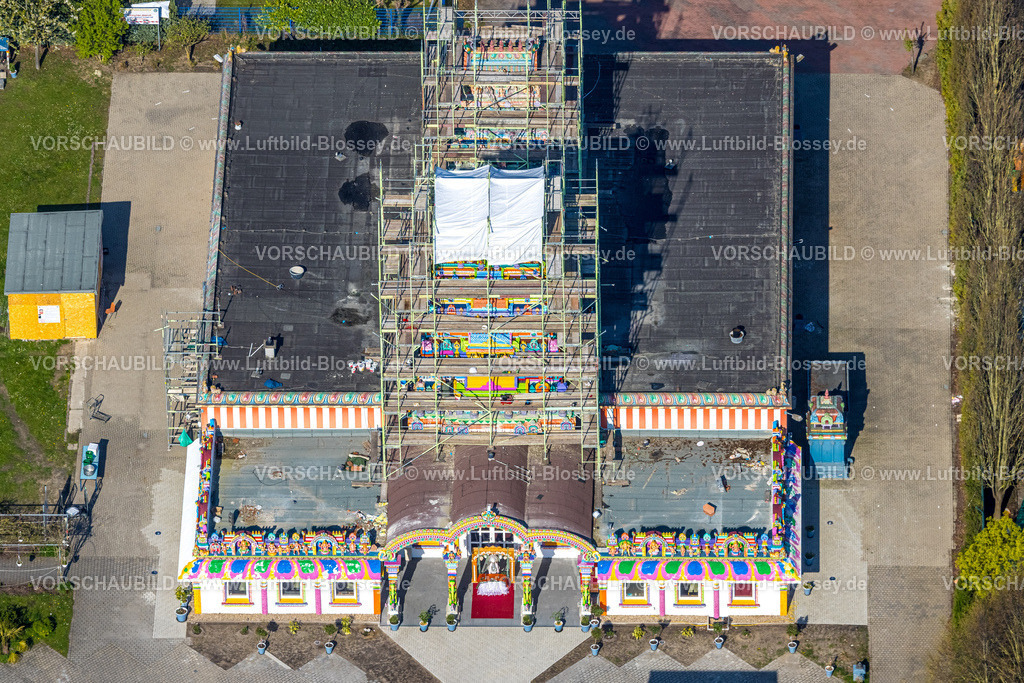 Hamm260400141Uentrop | Luftbild, Sri-Kamadchi-Ampal-Tempel, Baustelle mit Baugerüst und Renovierung, Uentrop, Hamm, Ruhrgebiet, Nordrhein-Westfalen, Deutschland