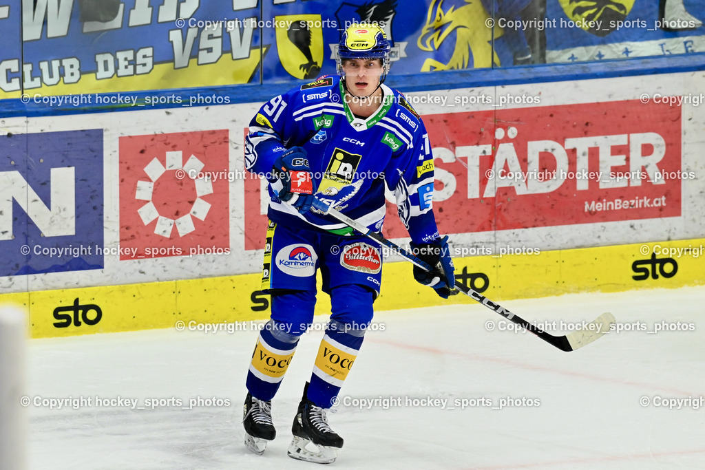 EC VSV vs. HC Bozen 16.2.2024 | #91 WETZL Niklas,  EC VSV vs. HC Bozen 16.2.2024, EC VSV vs. HC Bozen 16.2.2024 am 16.02.2024 in Villach (Stadthalle Villach), Austria, (Photo by Bernd Stefan)