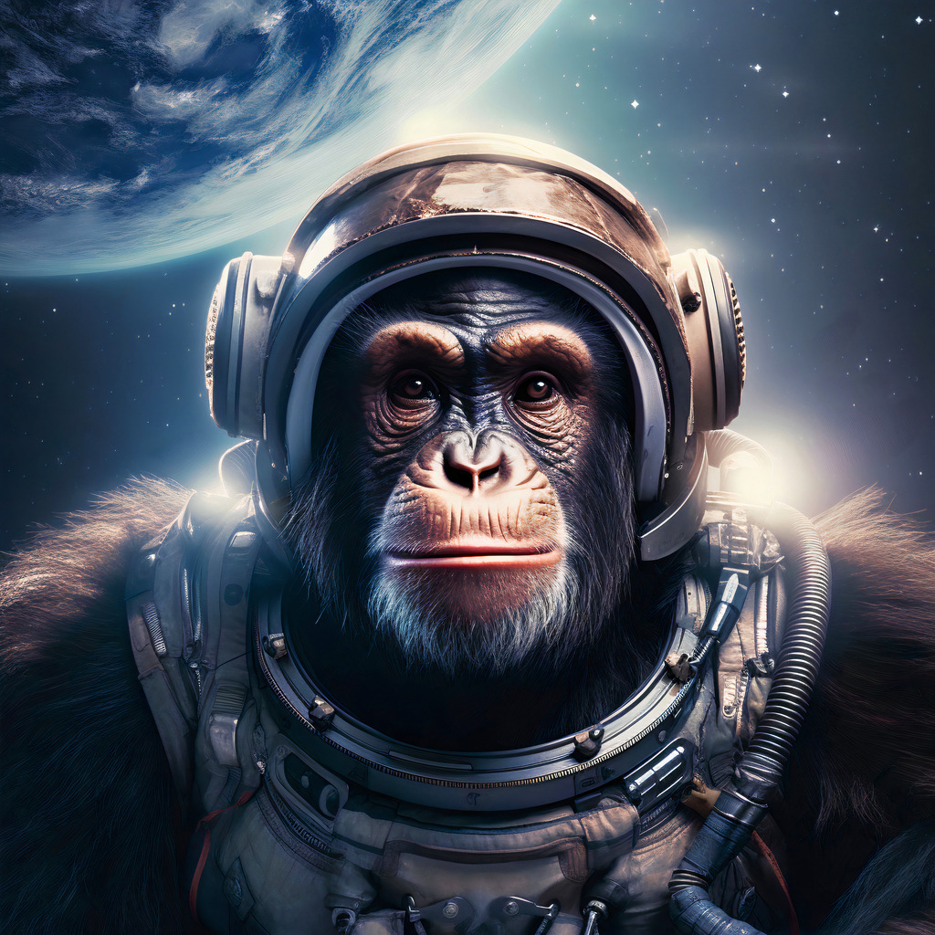 2307064 - Space Journey | Wandbild eines Affen im Weltraum.