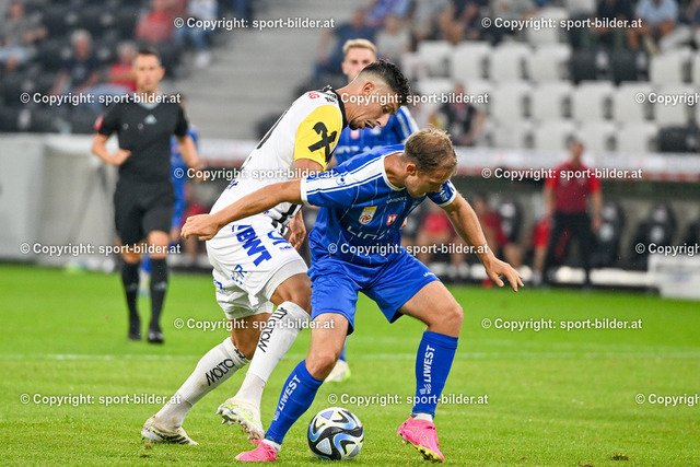 AUT, Admiral Bundesliga, LASK Linz vs FC Blau Weiss Linz | 12.08.2023, Raiffeisen Arena Linz, AUT, Admiral Bundesliga, LASK Linz vs FC Blau Weiss Linz, im Bild Robert Zulj (Lask) vs Simon Josef Alois Pirkl (Blau Weiss Linz)


// Admiral Bundesliga Match between LASK Linz vs FC Blau Weiss in Linz, Austria on 2023/08/12
