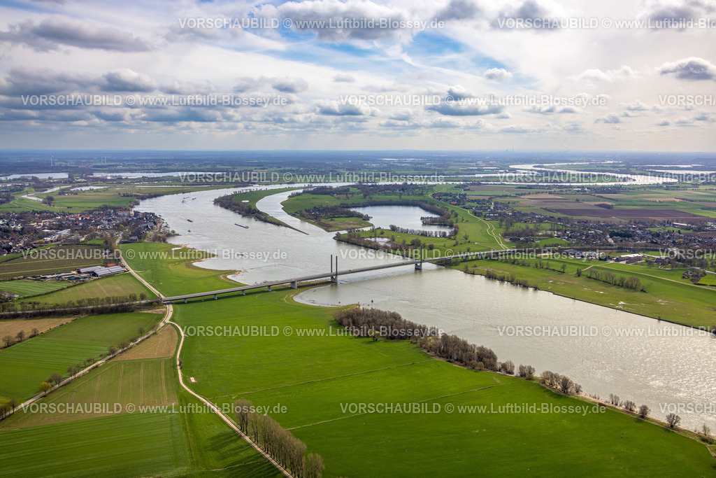 Rees230300550 | Luftbild, Rheinbrücke Rees-Kalkar, Fluss Rhein, Rees, Niederrhein, Nordrhein-Westfalen, Deutschland